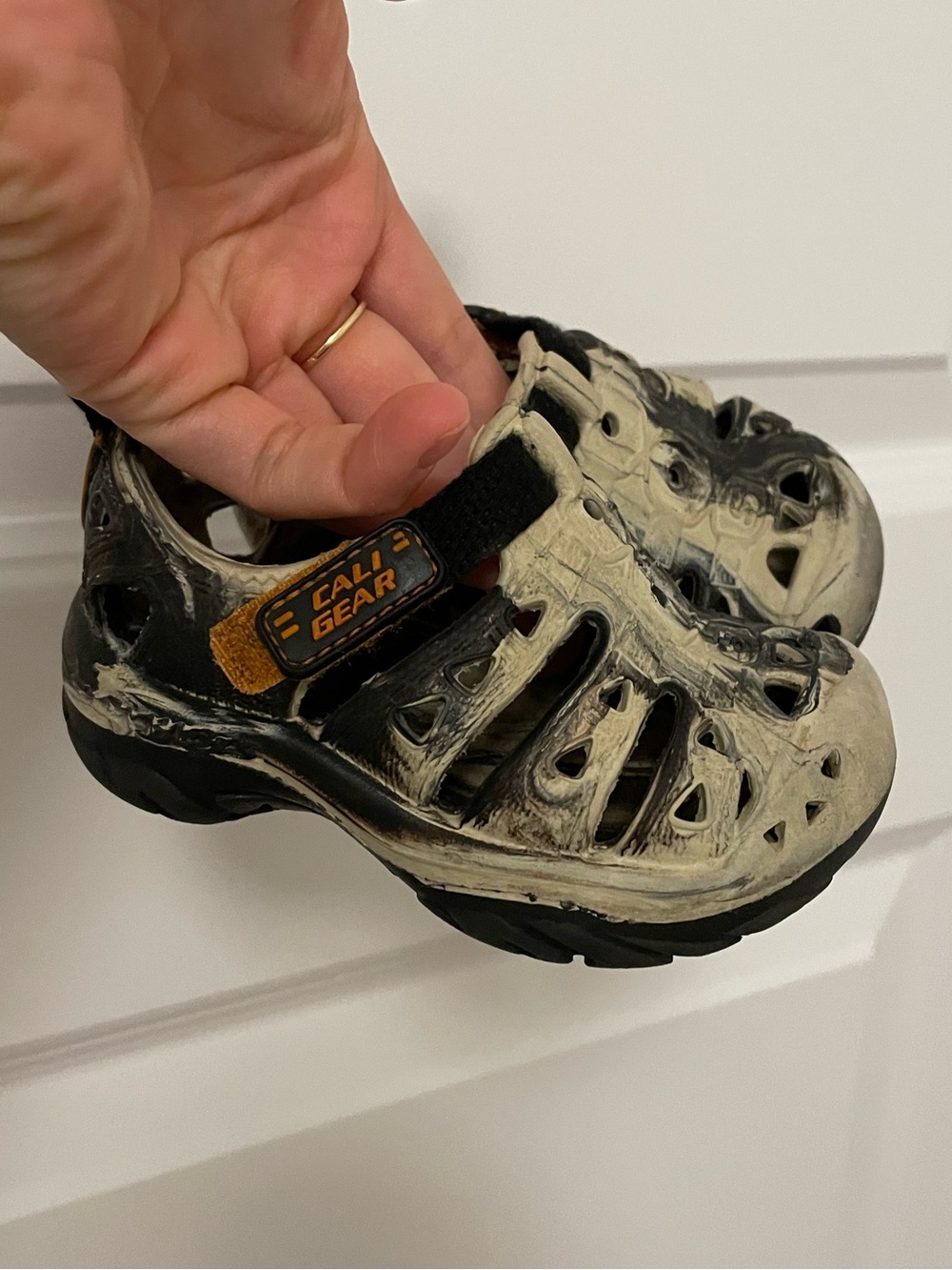 Skechers Kids Black and Beige Closed-Toe Sandals